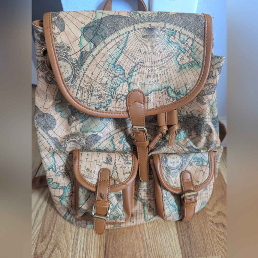 Vintage Map Print Backpack